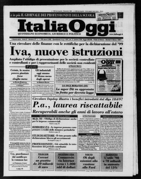 Italia oggi : quotidiano di economia finanza e politica